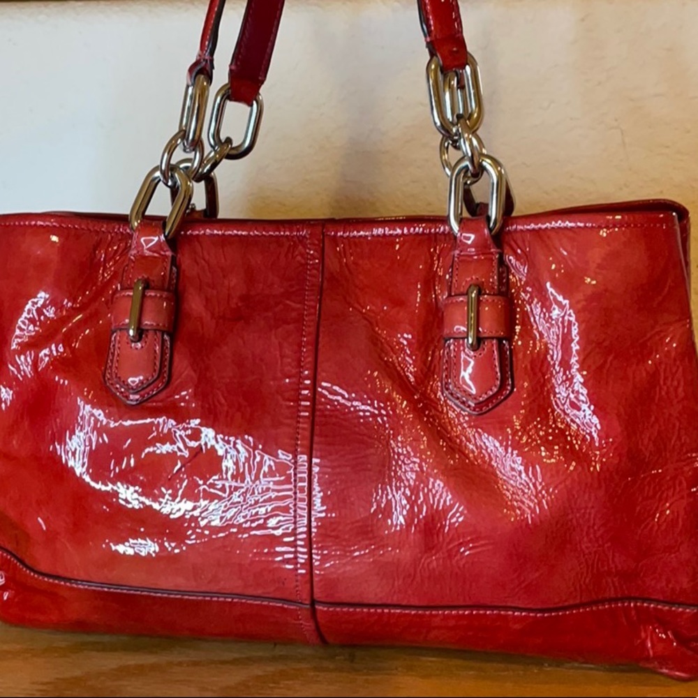 Red Coach Handbag - Picture 3 of 8